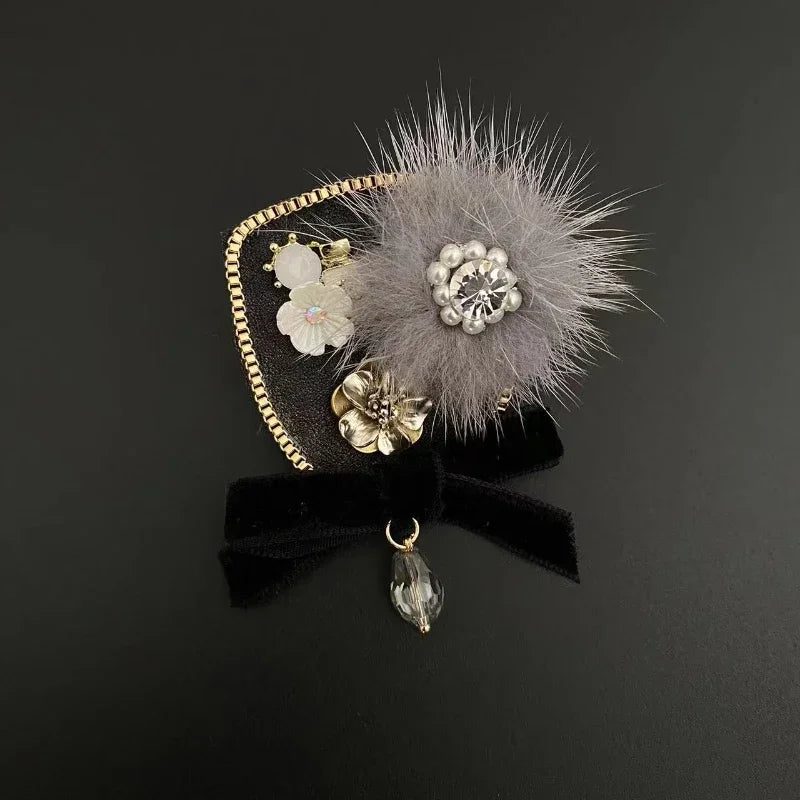 Elegant Rhinestone Pearl Bow Brooch for Women