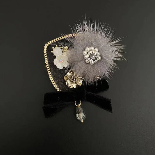 Elegant Rhinestone Pearl Bow Brooch for Women