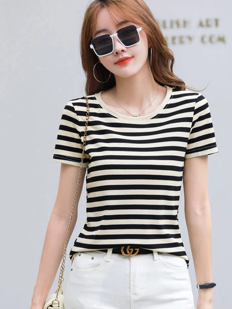 2024 Women’s Casual Striped T-Shirt Summer