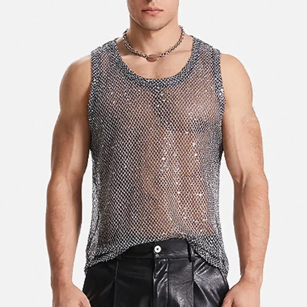 Men's Sexy Mesh Tank Top for Parties