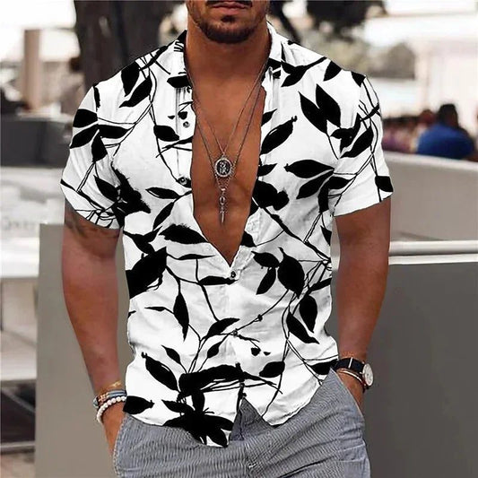 Men's 3D Leaf Print Hawaiian Shirt 2024