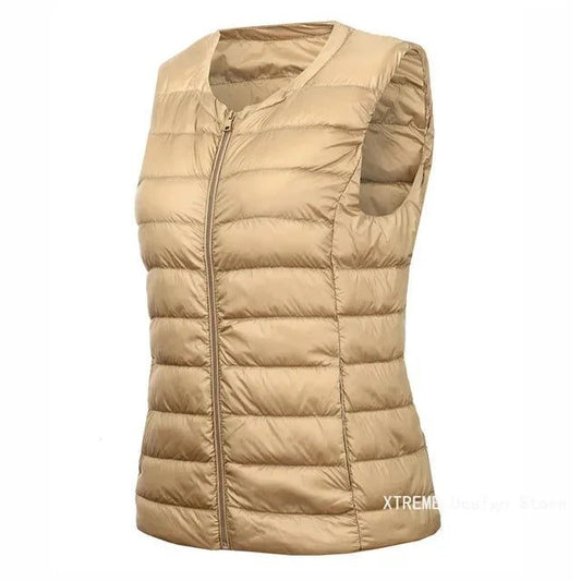Lightweight White Duck Down Women’s Vest Plus-Size
