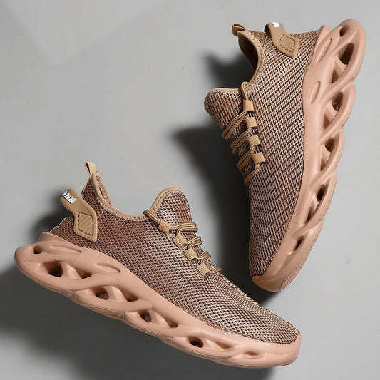 Men's Breathable Black Jogging Sneakers for Sports