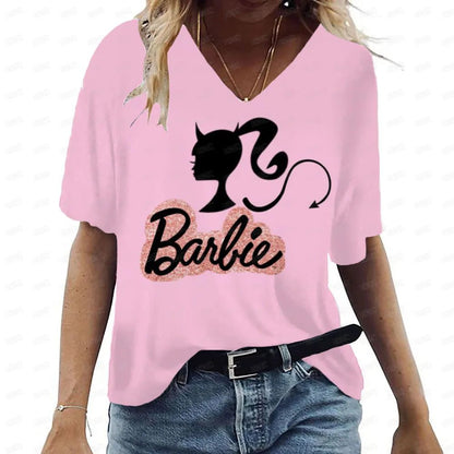 Anime V-Neck Summer T-Shirt for Women