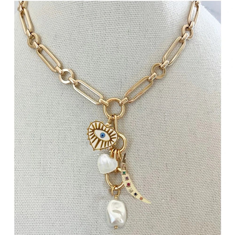 Chunky Cherry Pendant Necklace with Pearls