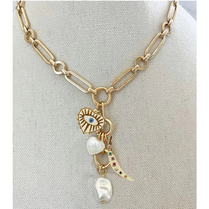 Chunky Cherry Pendant Necklace with Pearls