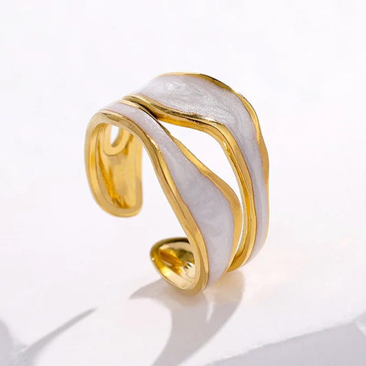 Waterproof Gold Color Stainless Steel Rings