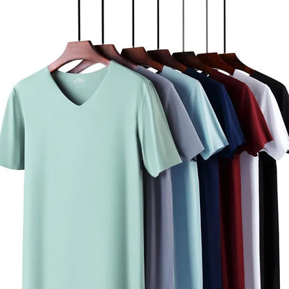 Plus Size Men's V-Neck Ice Silk Undershirt
