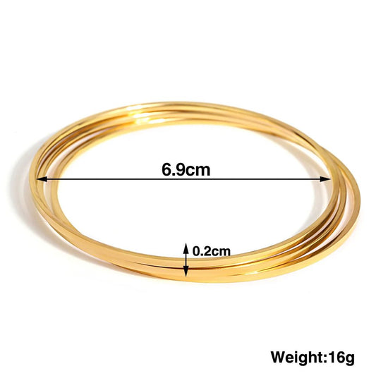 Waterproof Gold Plated Thin Bangles Set