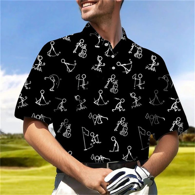 Men's Casual 3D Golf Polo Shirt