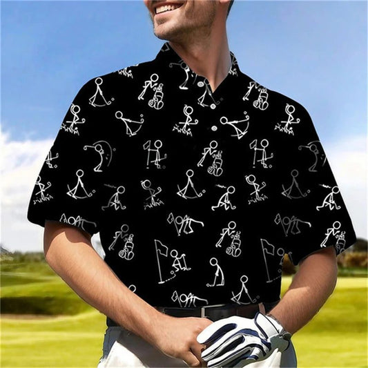 Men's Casual 3D Golf Polo Shirt
