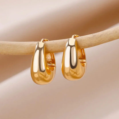 Waterproof Heart Zircon Gold Hoop Earrings