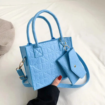 Luxury Solid Color Felt Crossbody Handbag