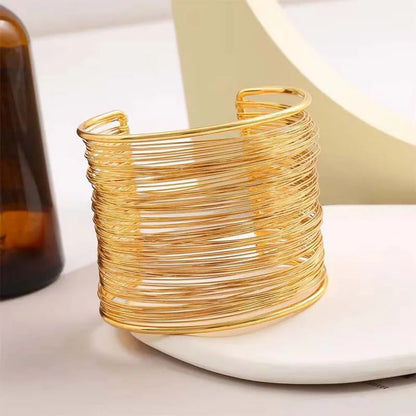 Vintage Gold Wide Wire Cuff Bracelet for Women