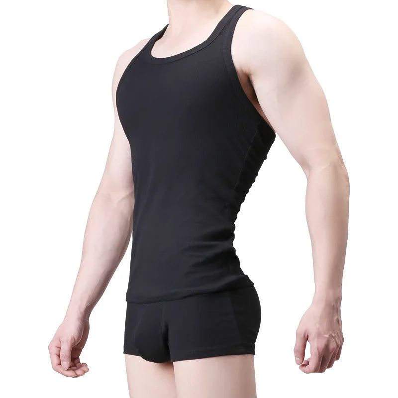 Men's Ribbed Cotton Tank Top - Slim Fit