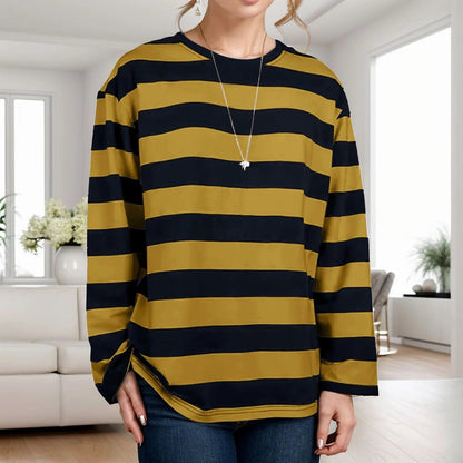 Women’s Oversized Blue Striped Long Sleeve T-Shirt
