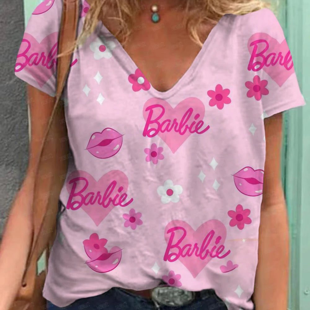 Retro Summer V-Neck T-Shirt for Women