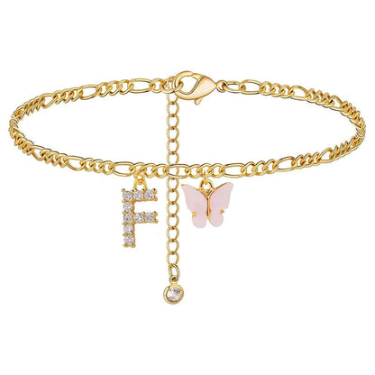 Waterproof Initial Letter Anklets for Women