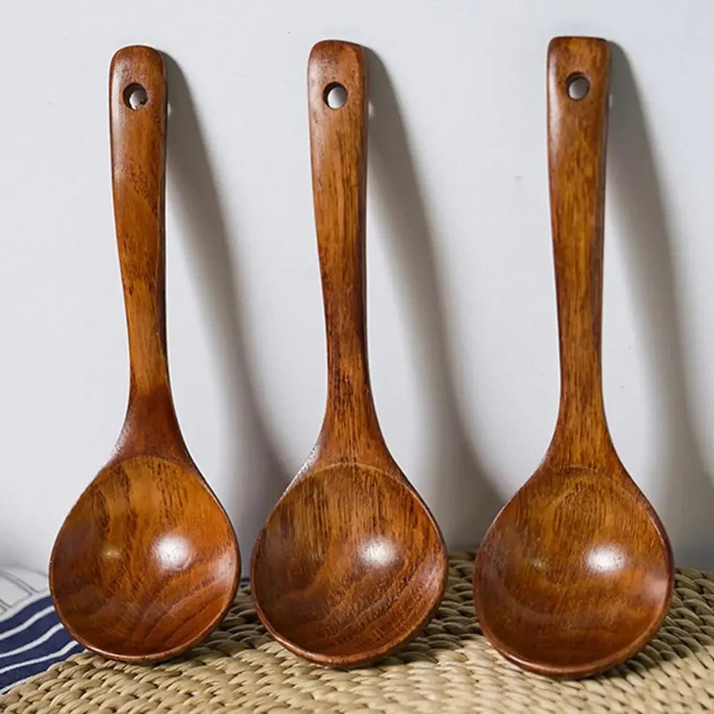 Elegant Wooden Soup Spoons with Long Handle
