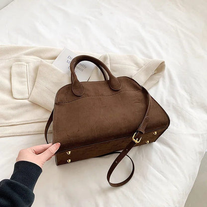 Vintage Suede Handbags: Large Capacity Luxury Bags