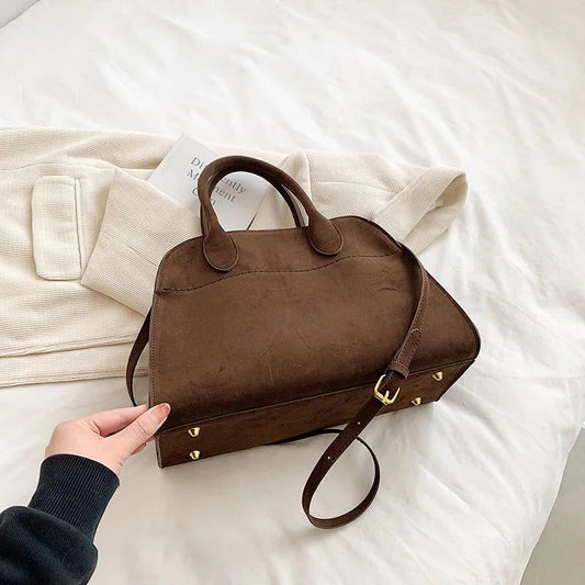 Vintage Suede Handbags: Large Capacity Luxury Bags