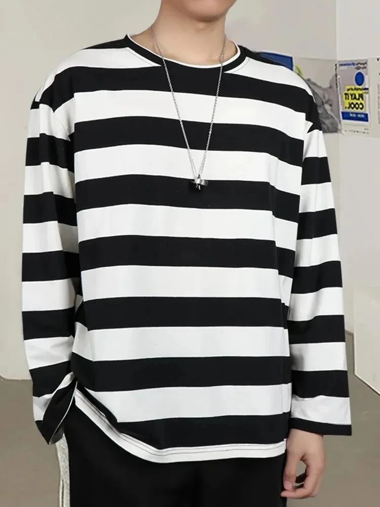 Vintage Striped Long Sleeve Gothic T-Shirt