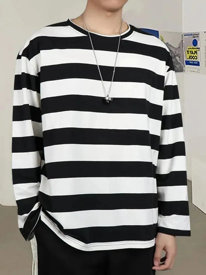 Vintage Striped Long Sleeve Gothic T-Shirt