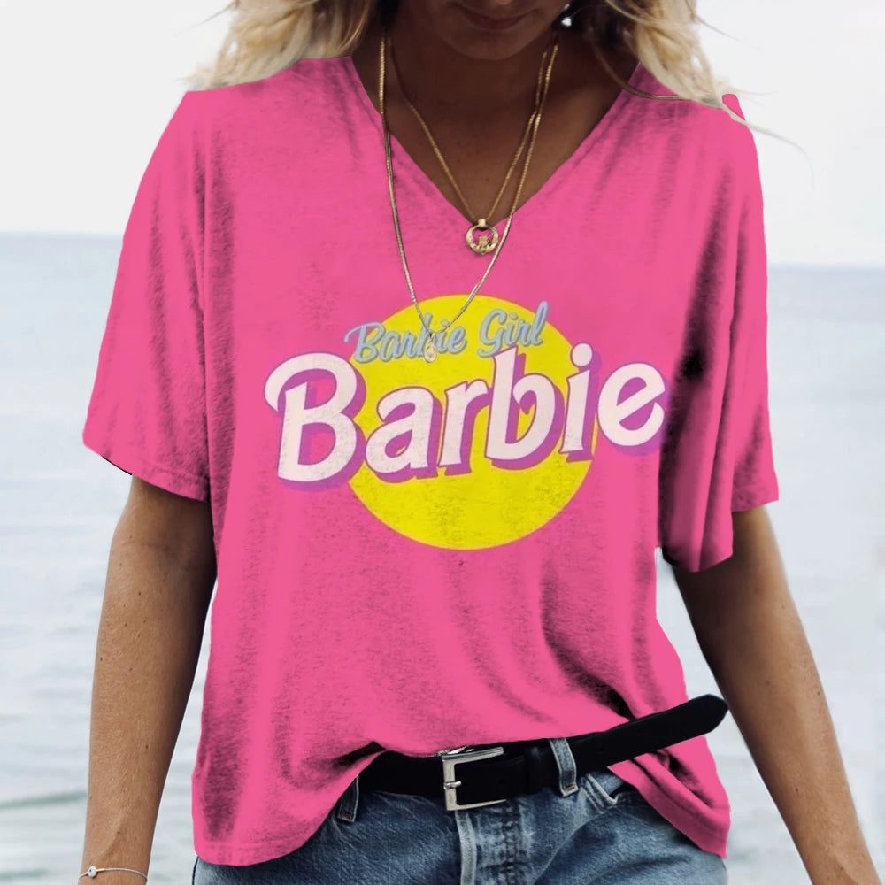 Classic Pink V-Neck T-Shirt for Women
