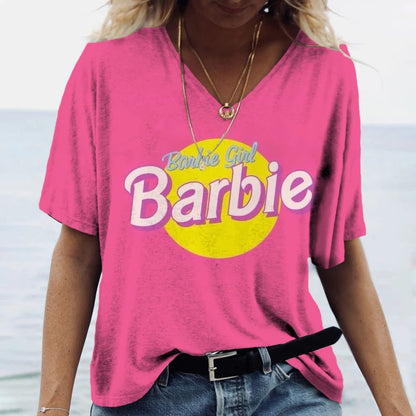 Classic Pink V-Neck T-Shirt for Women