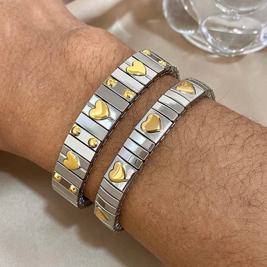 Vintage Waterproof Stainless Steel Heart Bangles