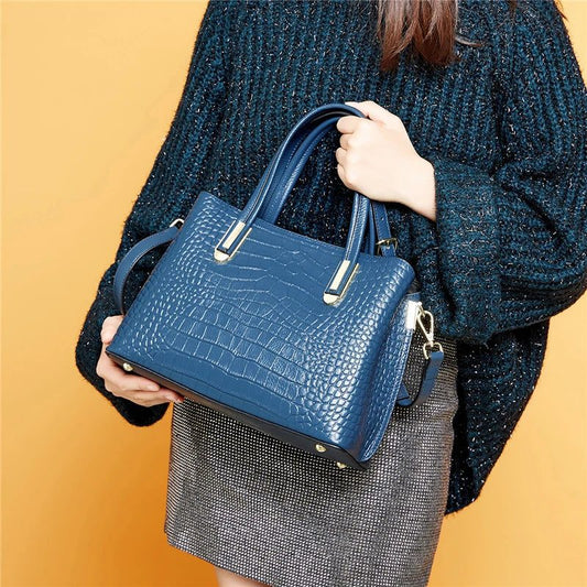 Genuine Leather Crocodile Print Tote Bags