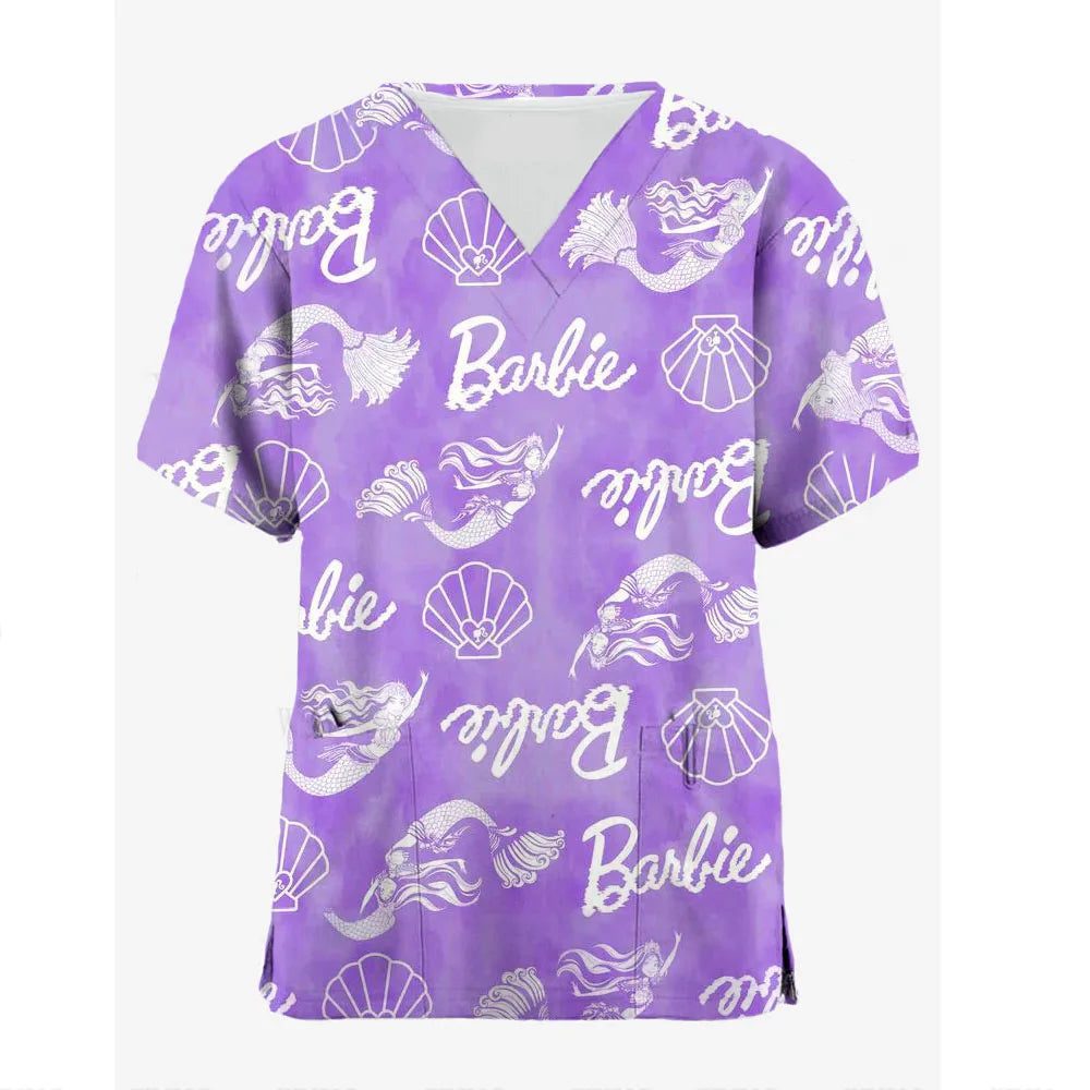 Pink Nursing Scrubs T-Shirt for Women Nurses