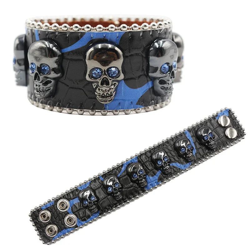 Punk Western Rhinestone Link Chain Bracelet