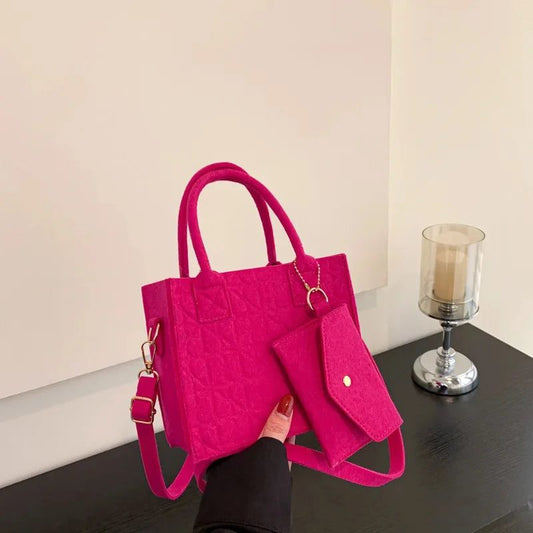 Luxury Solid Color Felt Crossbody Handbag