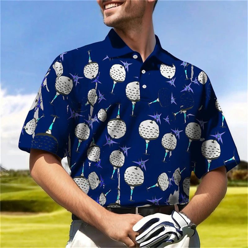 Men's Casual 3D Golf Polo Shirt