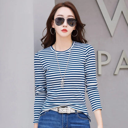 Elegant Striped Long Sleeve T-Shirt for Women