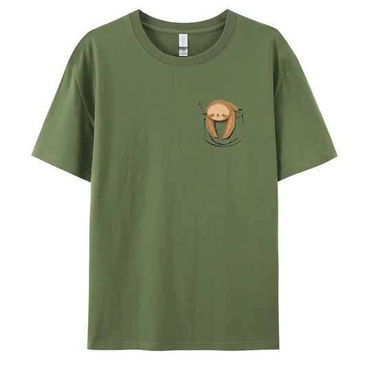 Men's Cotton Sloth Pocket Graphic T-Shirt