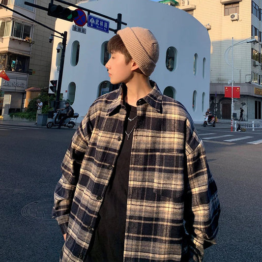 2023 Vintage Oversized Plaid Flannel Shirt