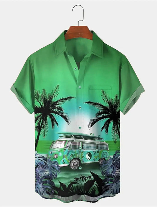 Men's Hawaiian Shirt with Palm Tree Prints