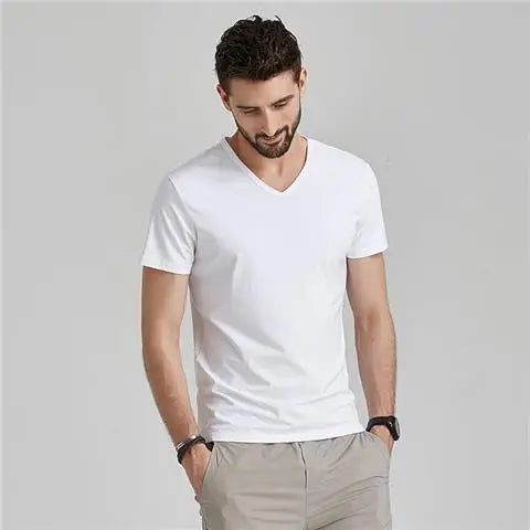 Men's V-Neck T-Shirts: Luxury Ice Silk