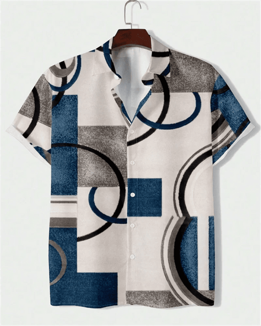 2024 Men's Color Block Hawaiian Beach Shirt