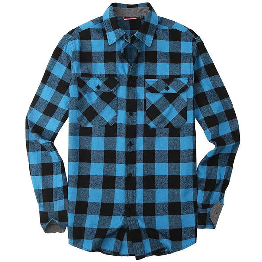 Men's Casual Long Sleeve Plaid Flannel Shirt