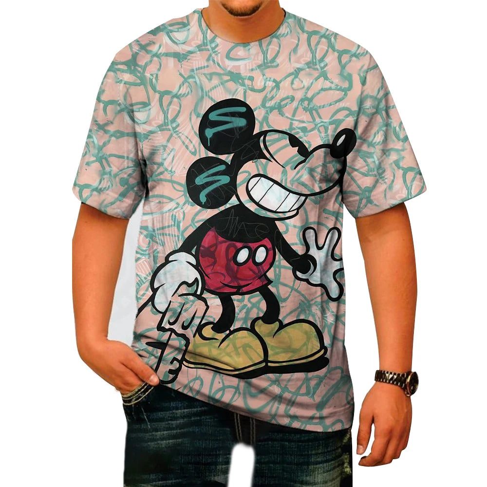 2024 Cartoon 3D Print Mickey Minnie T-Shirt