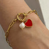 Elegant Pearl Heart Pendant Bracelet for Women