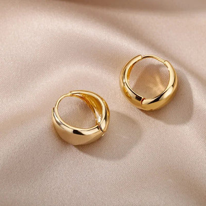 Waterproof Heart Zircon Gold Hoop Earrings