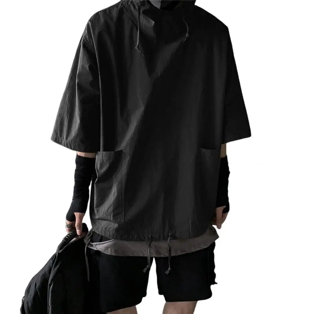 Men's Vintage Techwear Hooded Pocket T-Shirt