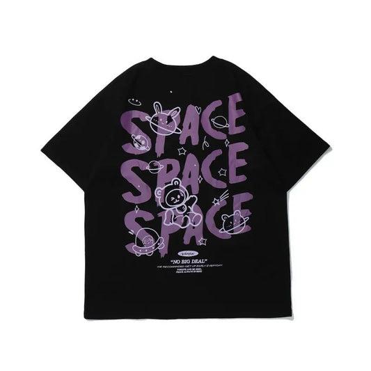 Trendy Oversized Bear Graffiti T-Shirt for Women