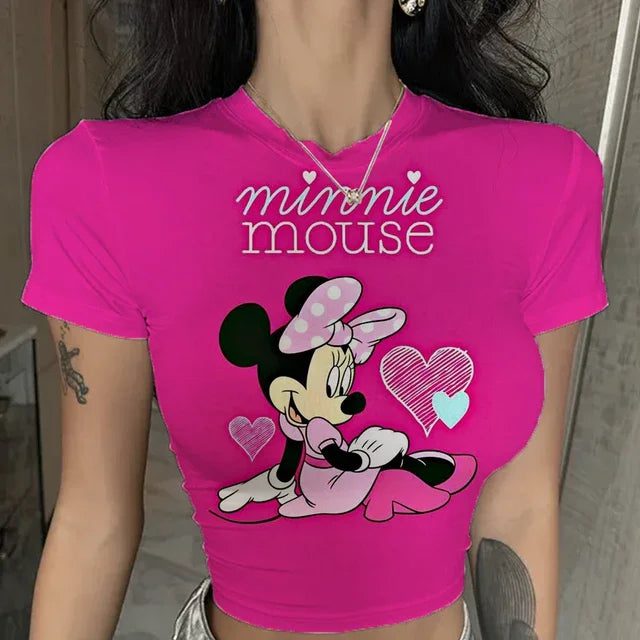 Trendy Y2K Minnie Mouse Cropped T-Shirt