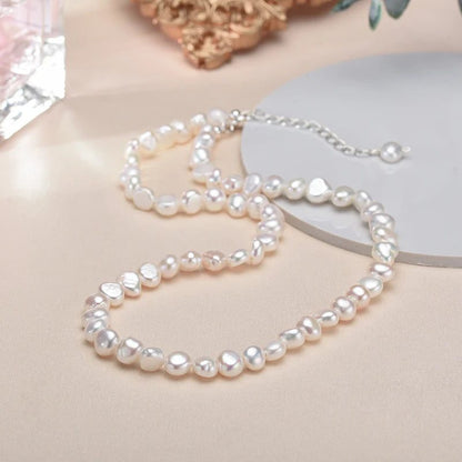 Natural Baroque Pearl Necklace 925 Silver Choker