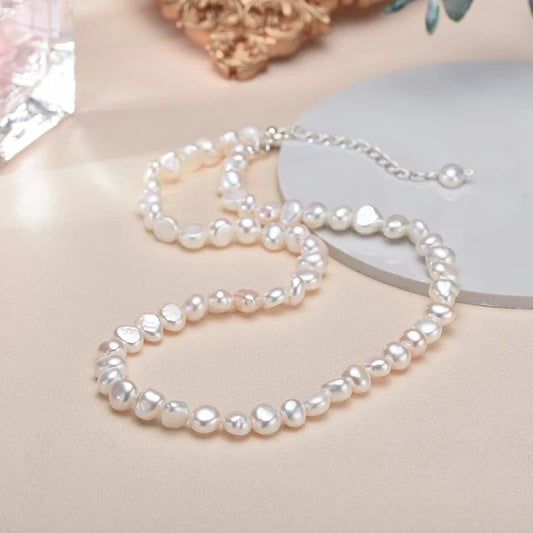 Natural Baroque Pearl Necklace 925 Silver Choker
